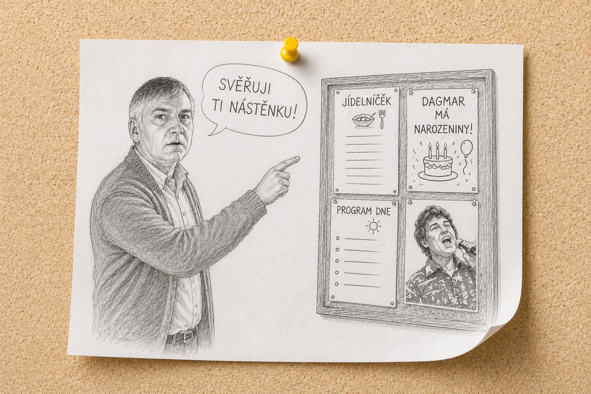 Svěřuji ti nástěnku! — kreslený maskot Nástěnkárny